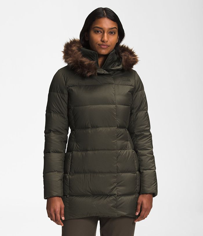 The North Face Womens Parka New Dealio Down 186TFOHKM - Dark Green